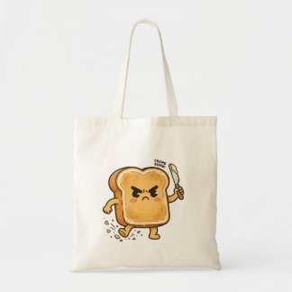 Bolsa Tote personagem de torrada de desenho animado zangado s