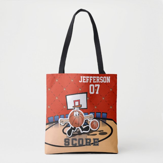 Bolsa Tote Personagem engraçado de basquete (Frente)