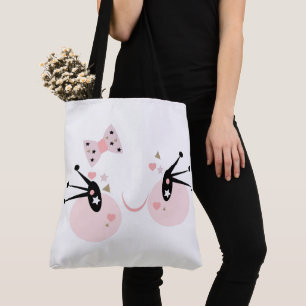 Bolsa Tote Personagem Menina Sorridente de Rosto Cor-de-Rosa 