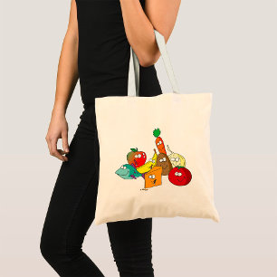 Bolsa Tote Personagens Amigos de Grupo de Comida de Desenho A