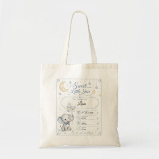 Bolsa Tote Personalisierbare Baby Geburtstafel mit Elefant 