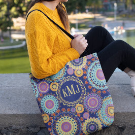 Bolsa Tote Personalização Colorida de Música Moderna Monogram
