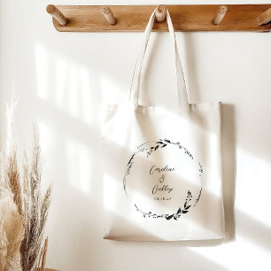 Bolsa Tote Personalização de Casamento de Terra Floral Branca
