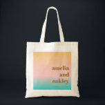 Bolsa Tote Personalização de Casamento Exclusivo do Gradiente<br><div class="desc">Retro Summer Beach Vibes Pastéis Gradient Unique Casamento Personalizado Tote Bag</div>