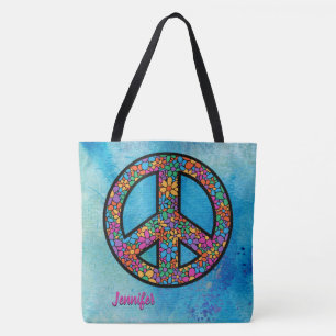 Bolsa Tote Personalização do Símbolo de Paz Boêmian Adora