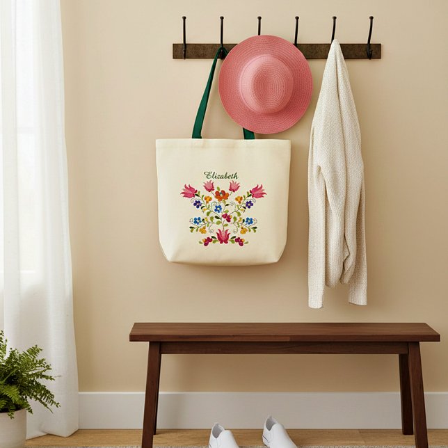 Bolsa tote personalizada com bordado floral (Criador carregado)