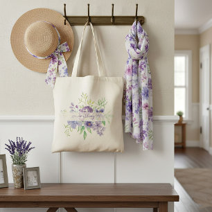 Bolsa tote personalizada com floral de aquarela li