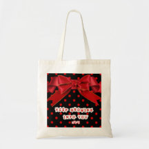 Bolsa Tote Personalizada com Laço de Bolinhas Verm