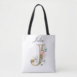 Bolsa Tote Personalizada com Letra J Floral em Our