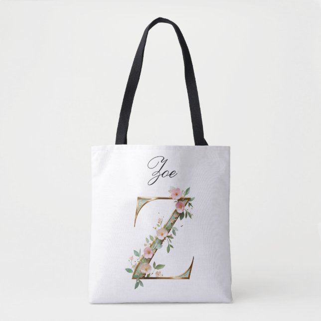 Bolsa Tote Personalizada com Letra Z Floral em Dou (Frente)