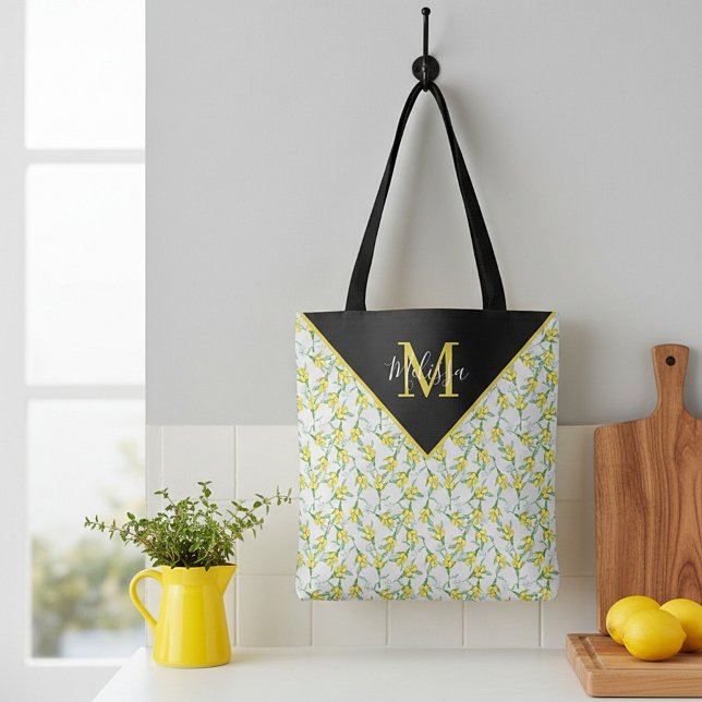 Bolsa tote personalizada com padrão de limões (Criador carregado)