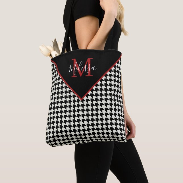 Bolsa tote personalizada com xadrez de cão (Close Up)
