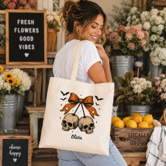 Bolsa Tote Personalizada Coquette Crânio Laço