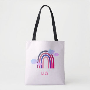 Bolsa Tote Personalizada de Arco-íris e Nuvens par