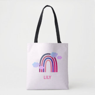 Bolsa Tote Personalizada de Arco-íris e Nuvens par
