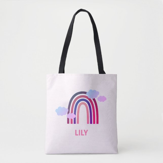 Bolsa Tote Personalizada de Arco-íris e Nuvens par (Frente)