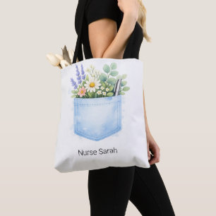 Bolsa Tote Personalizada de Floral de Aquarela par