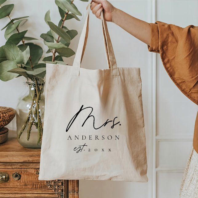 Bolsa Tote Personalizada de fonte preta elegante Sra. Tote Ba (Criador carregado)
