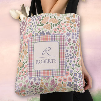 Bolsa Tote Personalizada de Patchwork Floral e Xad