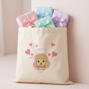 Bolsa Tote Personalizada de Poodle com Nome do Cac