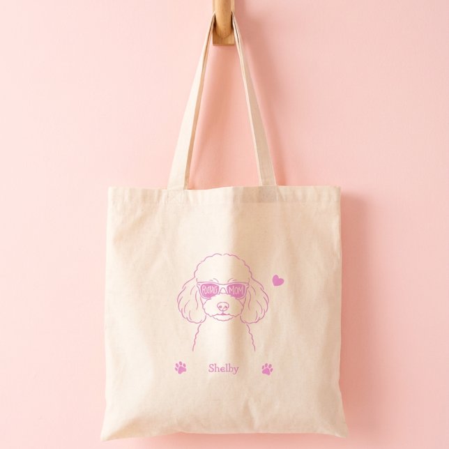 Bolsa Tote Personalizada de Poodle Pastel para Mãe (Criador carregado)