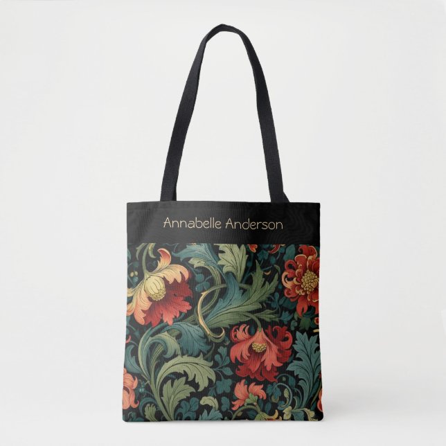 Bolsa Tote Personalizada Flores Vermelhas William  (Frente)