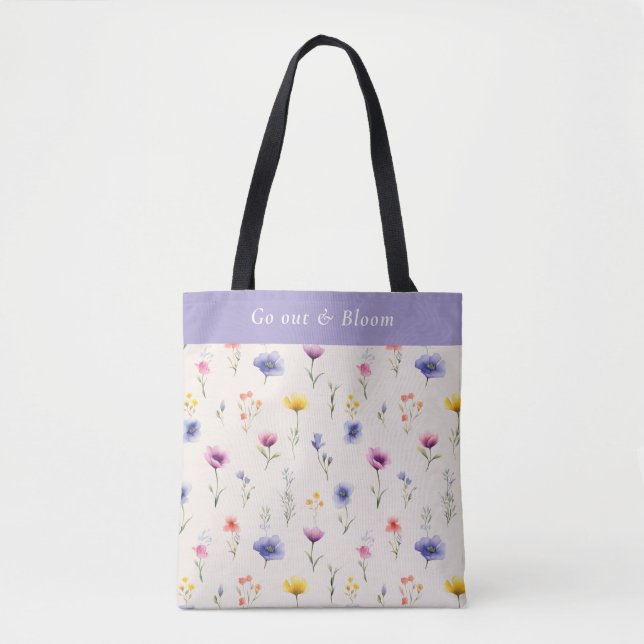 Bolsa Tote Personalizada Go Out & Bloom Flor Silve (Frente)