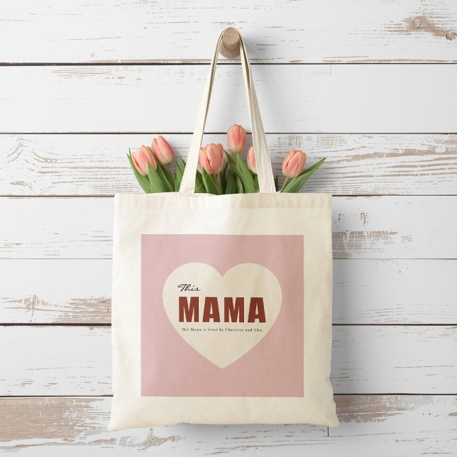 Bolsa Tote Personalizada Moderna Coração de Mamãe (Criador carregado)