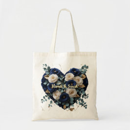 Bolsa Tote Personalizada Navy Dourado Floral Monog