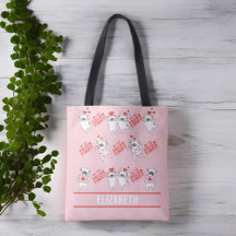 Bolsa Tote Personalizada Nome Fofo Cachorro Para A