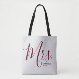 Bolsa Tote Personalizada Sra. Burgundy Script