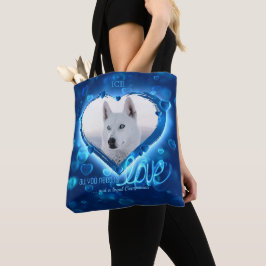 Bolsa Tote Personalizado 2 Foto, Pet Love Tribute Blue Neon H