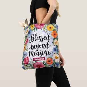 Bolsa Tote Personalizado Abençoado Além Da Medida Cristão
