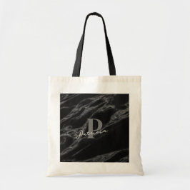 Bolsa Tote Personalizado com o nome Trendy Marble Black