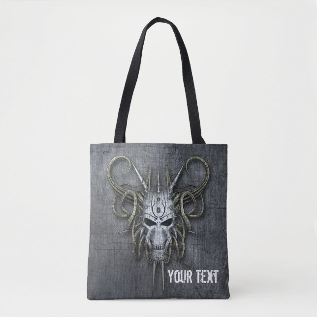Bolsa Tote Personalizado do crânio Gótico em Cyborg (Frente)