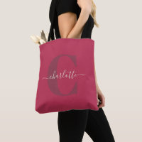 Personalizado Estiloso Monograma Nome Magenta Verm