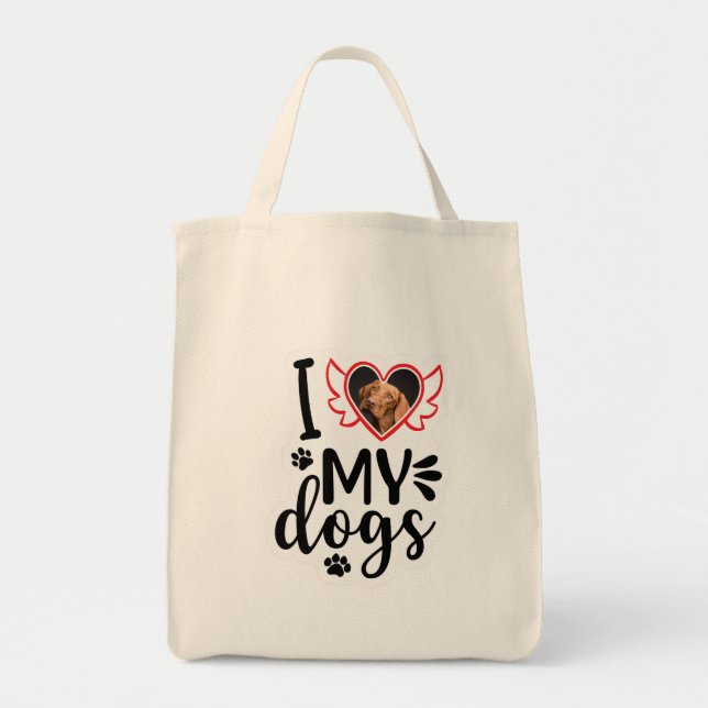 Bolsa Tote Personalizado Eu Adoro Minha Foto De Cachorro (Frente)