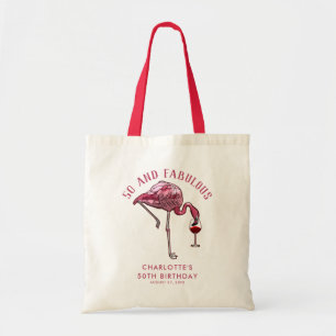 Bolsa Tote Personalizado Flamingo 50º Aniversário 50 e Fabulo