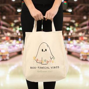Bolsa Tote Personalizado Floral Boo-tanical do Fantasma Ghost