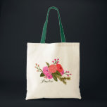 Bolsa Tote Personalizado | Jardim de Vintage<br><div class="desc">Mão pintada de design floral vermelho e rosa por Shelby Allison. Perfeito para um casamento de primavera rústico! Para fazer a correspondência de convites,  cartões de resposta,  adesivos e outros itens,  clique no link abaixo para visualizar toda a Coleção de Jardins Vintage.</div>