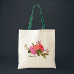 Bolsa Tote Personalizado | Jardim de Vintage<br><div class="desc">Mão pintada de design floral vermelho e rosa por Shelby Allison. Perfeito para um casamento de primavera rústico! Para fazer a correspondência de convites,  cartões de resposta,  adesivos e outros itens,  clique no link abaixo para visualizar toda a Coleção de Jardins Vintage.</div>