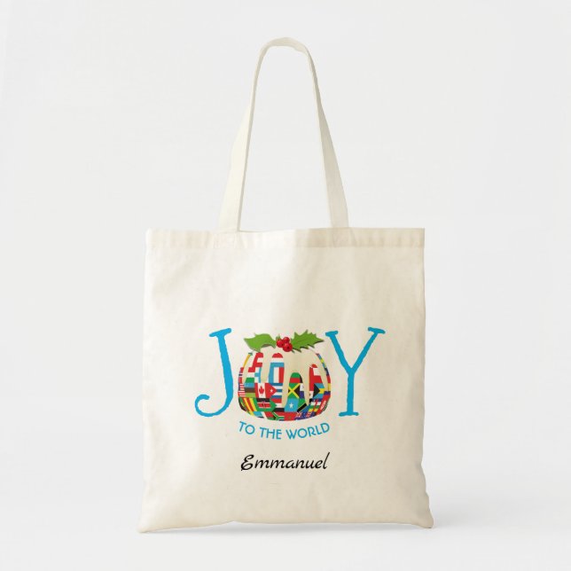 Bolsa Tote Personalizado | JOY TO THE WORLD Flag (Frente)
