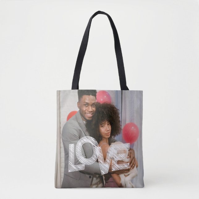 Bolsa Tote Personalizado LOVE Personalizado Duas Fotografias (Frente)
