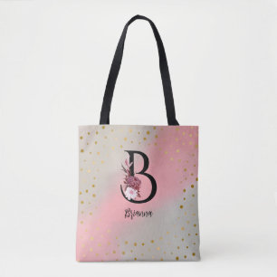 Bolsa Tote Personalizado Monograma Personalizado Nome da Letr