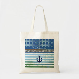 Bolsa Tote personalizado/nome/âncora/azul