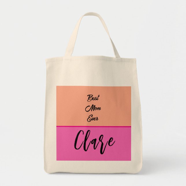 Bolsa Tote Personalizado o seu nome de Mamãe e PINK (Frente)