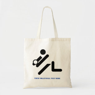 Bolsa Tote Personalizado para o ícone azul e preto do voleibo