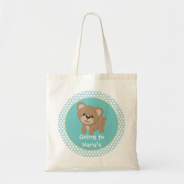 Bolsa Tote Personalizado pouco urso que vai a Nana (Frente)
