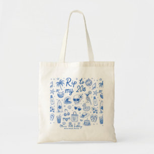 Bolsa Tote personalizado praia azul aniversário 20s desenho à