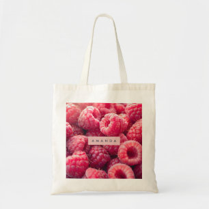 Bolsa Tote Personalizado Vibrante Rosa Fruta Framboesa Bliss